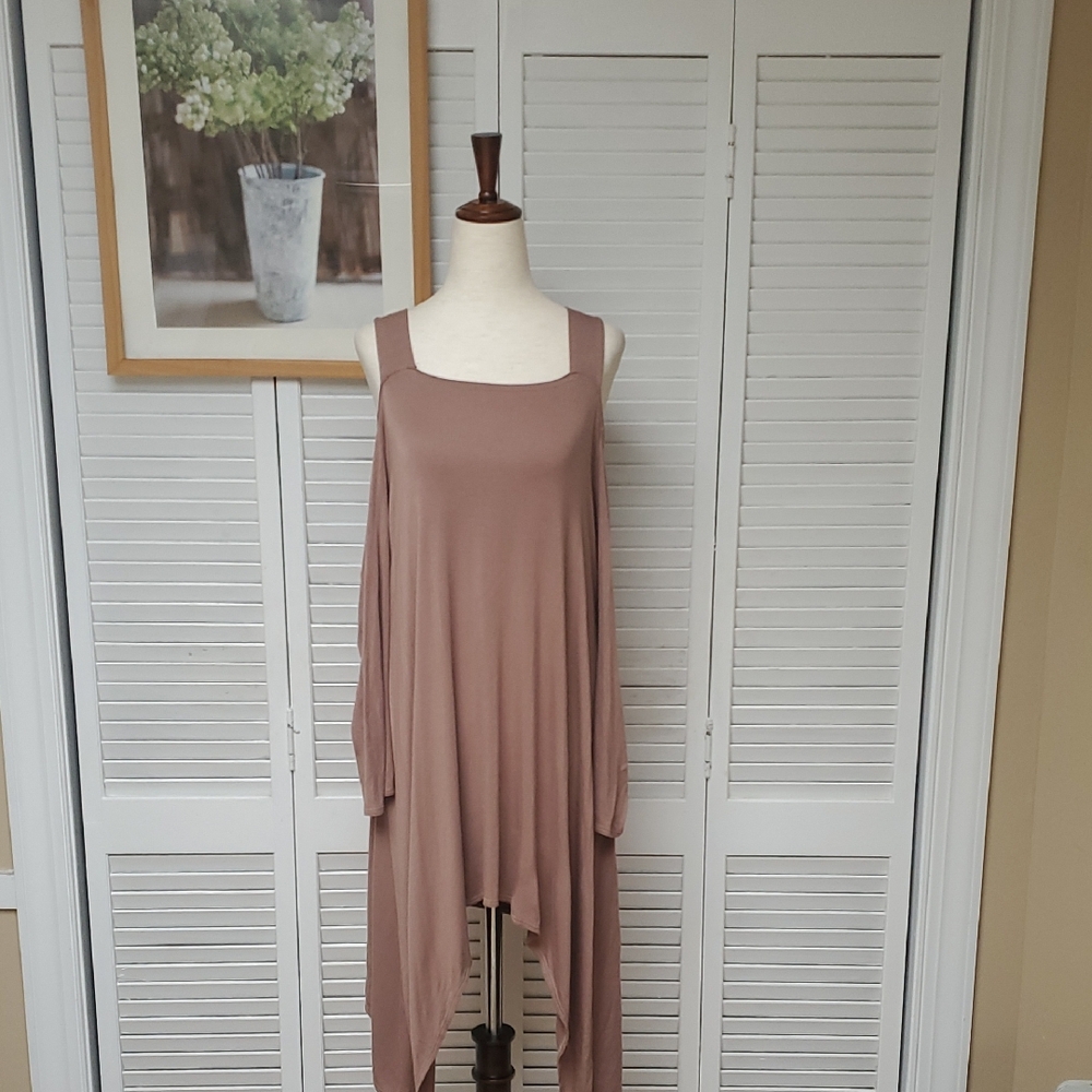 Issac Liev Cold- Shoulder Jersey Asymetric Pullover Top Size 3 XL